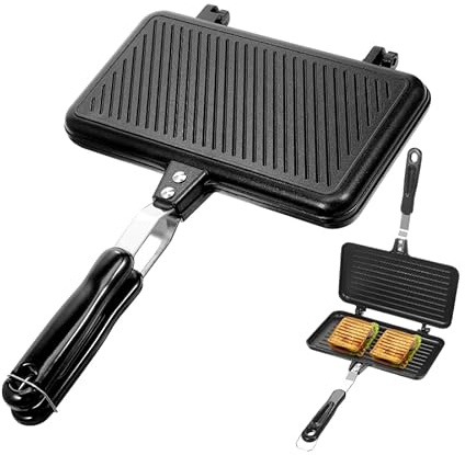 Appareil à croque-monsieur double face - En aluminium - Pour le camping - Pour la cuisine et le petit-déjeuner
