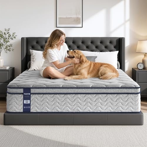 TVVTO King Size Hybrid Mattress 5FT - 10.2Inch Medium Firm 150x200x26cm