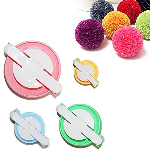 TaleeMall Pon Pon Maker Kit (4 Misure Piccolo alla Grandi) -Diy Crea Pom Pom Colorati