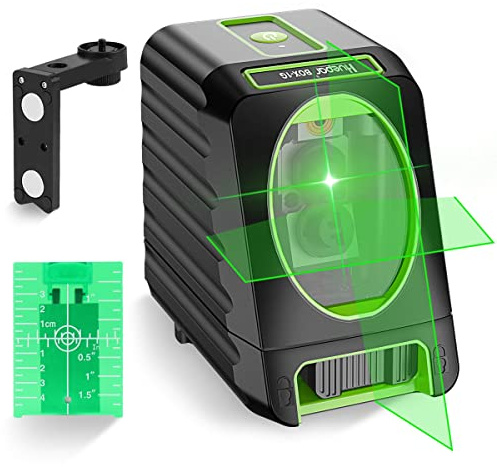Laser Level Self Leveling, Huepar Box-1G 150Ft Green Cross Line Laser for Picture Hanging, Tile, Decoration & DIY Construction – 360° Magnetic Base & AA Battery, Outdoor Use Pulse Mode with Receiver