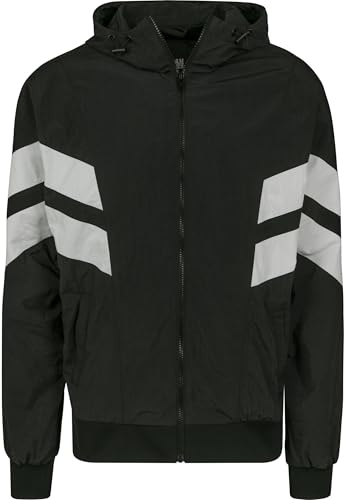 Urban Classics Herren Crinkle Panel Track Jacket Jacke,, per pack Schwarz (blk/wht 00050), XXXX-Large (Herstellergröße: 4XL)