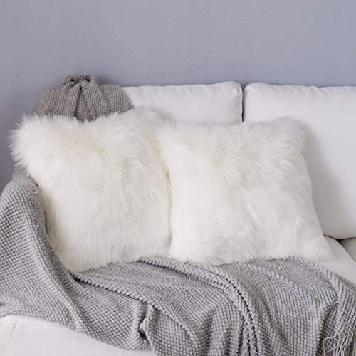 YDFYX Federa Cuscino,in Lana Artificiale Fodera per Cuscino, Super Soft Fodera per Cuscino in Pelle Deluxe Home Decor Decorativo Camera da Letto Federa Divano (2Pcs Bianco, 45X45 cm)