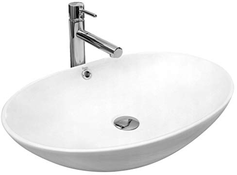 Rea Aufsatzwaschbecken Olga Weiß Waschbecken für Badezimmer aus Keramik 63.5 x 42 x 15.5 cm