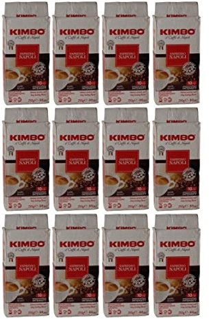 Kimbo Espresso Napoletano (12 x 250 g, 3 kg, 100% Arabica Kaffeebohnen, Espresso, Instantkaffee, gemahlen, Espressomaschine, dunkel geröstet, Südeuropa, ohne Allergene)