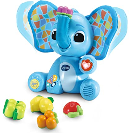 VTech Baby Lustiger Lernelefant – Interaktives Babyspielzeug zum Lernen von Obstsorten, Farben, Zahlen, Tierstimmen und Musik – Für Kinder von 1,5-4 Jahren