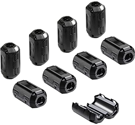 Aiqeer 8 Pezzi Clip-on Ferrite Anello Nucleo, Clip Cavo Soppressore Rumore EMI RFI, Filtro Anti-Interferenza Alta Frequenza (7 mm Diametro Interno)