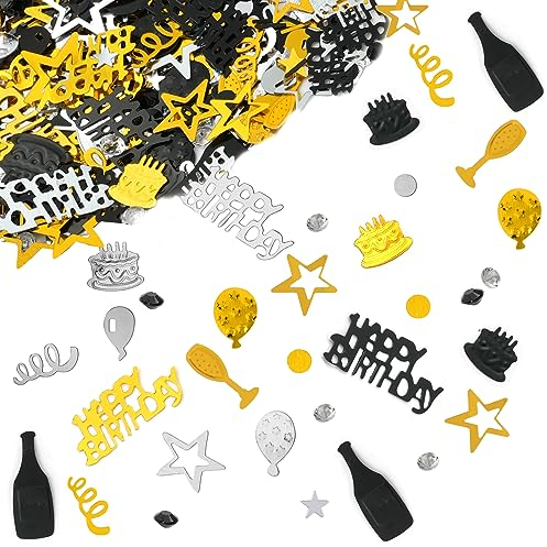 OSDUE Gold Birthday Confetti Bag 30g, 1200 Pieces Birthday Cake Confetti Table Scatter, Glitter Table Scatter Sprinkles for Party, Anniversary Wedding Anniversary Decoration