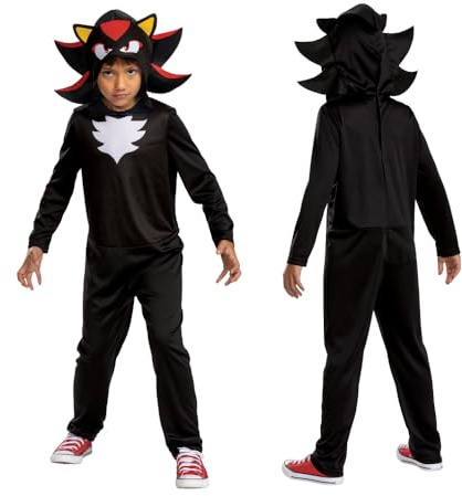 Disguise SEGA Sonic Prime - Costume Shadow Enfant avec Détails Fidèles - Taille S (4-6 Ans) - Licence Officielle SEGA - Déguisement Garçon pour Halloween, Carnaval ou Jeu de Rôle