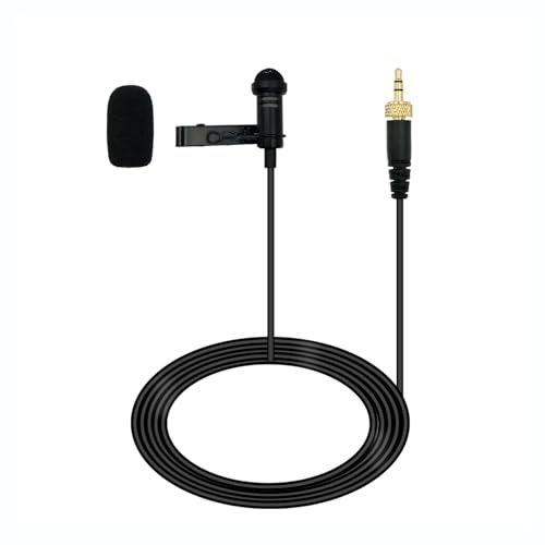 SPTSSWET Lavalier Microphone Compatible with Sennheiser Wireless Bodypack Transmitter Omnidirectional Condenser Wired Mic 3.5mm TRS Lapel for Lectures Live Streaming YouTube 5ft Black