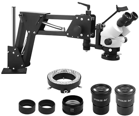 Binocular Stereo Microscope,7X-45X Magnification 7X-90X Continuous Zoom, Multi-Directional with Spring Bracket Jewelry Microscope 56 LED Light Micro Inlay, Jewelers Bench Inspection Tool