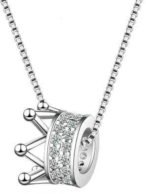 Petites Couronne pour Femmes Breloques Collier, Collier pour Femme, Mini Couronne Pendentifs, Brillant Zircon Clavicule Chaîne, Bijoux Fantaisie Cadeaux pour Femmes et Filles, avec Boîte Cadeau