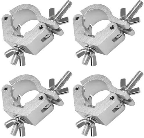 Mad Owl Stage Lighting Equipment & Accessories,Aluminum C‑clamp Scaffolding Heavy Duty Truss Clamps Adjustable 30-35mm/1.18-1.38 inches for Stage Light (4pack Silver color)