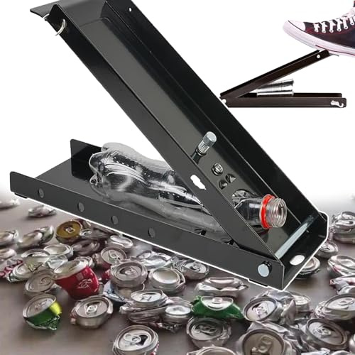 Frantoio per lattine, a parete, azionato a pedale, apribottiglie, strumento di riciclaggio, facile da usare per bottiglie di plastica, design resistente, ideale per cucina o garage