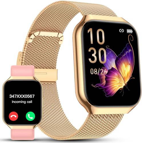 taopodo Montre Connectée Femme, 1.91 HD Smartwatch Fonction Féminine avec Appel Bluetooth 5.4, 120+ Modes Sportifs, 200+ Cadrans personnalisés, 24H Moniteur Sommeil/FC/SpO2, Android iOS Or