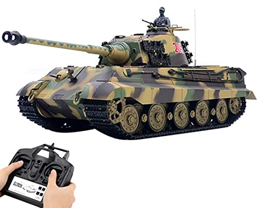 Palapozzy 1/16 RC tank för vuxna, 2,4 G tysk henschel tiger kung strid RC tankmodell med ljud rökinspelningseffekt, RC fordonsmodell för militära entusiaster (grundutgåva)