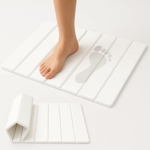Genérico Alfombrilla de baño de Piedra de diatomita Alfombra de baño de Piedra Alfombra diatomita baño Plegable Súper Absorbente y de Secado rápido (Blanca, 40 * 30)