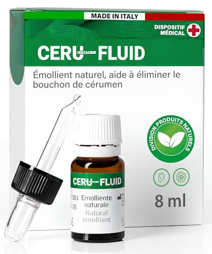Ohrtropfen 8ml – Natürlicher Cerumen Entferner Ceru Fluid für Ohrenschmalz – Mit Tropfer – 100% Natürliche Formel Made in Italy