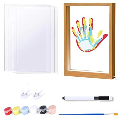 BIRBANN Set de huellas familiares para 4 personas con iluminación, kit de huellas de manos y pies para bebé con tintes suaves, manualidades DIY para padres, regalo original para nacimiento o bautizo