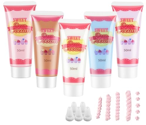 HASAIKA® 5 Set med krämlim, lim av krämlera, krämlim för gör-det-själv-mobiltelefonfodral, hårnålar, smycken, speglar och andra hantverksprojekt (50 ml)
