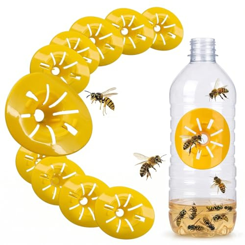 BIVYAX Trampas para Avispas 10 Unidades, Atrapa Avispas DIY 7.5x6.5cm, Trampas Avispas para Moscas e Insectos, Herramientas de Apicultura Exterior, Trampas Amarillas para Avispones