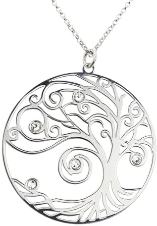 Aka Gioielli® - Halsband med livets trädhänge och kristaller 925 silverrod, självförverkligande modell för kvinna