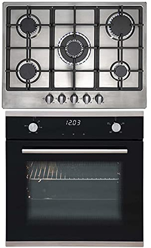 SIA 60cm Black Touch Control Fan Oven And Stainless Steel 70cm 5 Burner Gas Hob