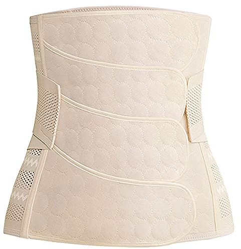 WANYIG Postpartale Unterstützung Bauch 4 Beiträge Postpartale Bauch Wrap Gürtel Schwangerschaft Recovery Girdle Stützgürtel Bauchband Bauchgurt Stützt Taille Rücken und Bauch (Beige, M)