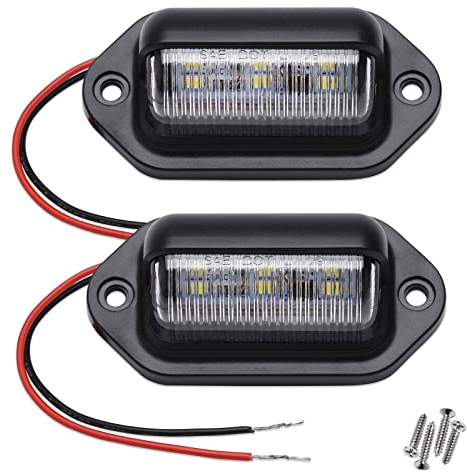 Xnourney 2PCS LED Number Plate Light, 12V-24V DC Waterproof 6-SMD License Plate Lamp Taillight, For Truck SUV Trailer Van RV Boats as Step Courtesy Light, Dome/Cargo Lights