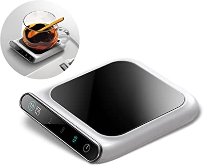 Scaldatazze da Caffè, Pannello in Vetroceramica Scaldatazze, Scaldatazze da Scrivania per Uso da Ufficio a Casa con 3 Impostazioni di Temperatura, Scaldabevande Elettrico per Cacao, Tè, Latte, Zuppa