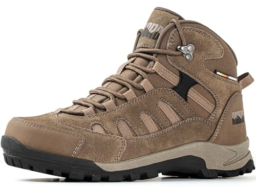 R CORD Womens Waterproof Breathable Rubber Hiking Boots Ankle Hiking Boots Women Durable Hiking Boot for Outdoors Brown Size 8.5