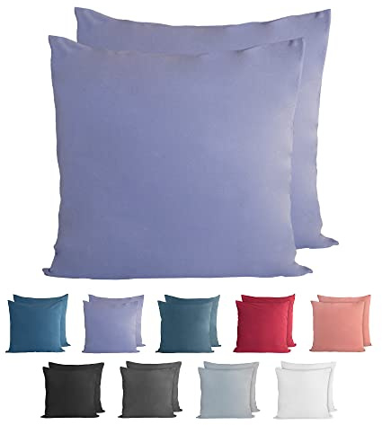 Komfortec 100% Baumwolle Kissenbezüge 2er Set 40x40 cm, Superweicher Premium Jersey Kopfkissenbezug 150 g/m², Kissenhülle, Lila