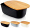 Vilde Brotkasten mit Holzbrett Schwarz - Brotkorb - Brotbox - Brotbehälter - Groß - brottopf zum aufbewahren - Bread Box - Brot Aufbewahrungsbox - 39x23,5x15,5 cm