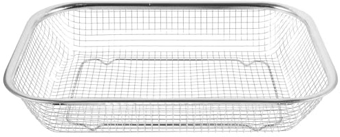 HEMOTON Escurreplatos de acero inoxidable engrosado 30 x 22 cm, cesta de cocina rectangular para frutas, verduras y fideos, colador con uso versátil para el hogar y la cocina