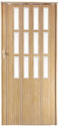 Falttür Höhe 203 cm Einbaubreite bis 100 cm Schiebetür Sonoma eiche hell farben mit Schloß und Fenster Doppelwandprofil abschließbar