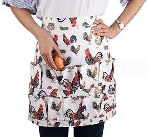 Homaisson Eierschürze, 12 Taschen, strapazierfähiges Segeltuch, zum Sammeln von Eiern, Schürze, Eiersammeln, Schürze für Hühner, Enten, Gänseeier, Weiße Henne, Einheitsgröße