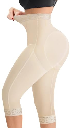MERYOSZ - Pantalón corto moldeador de cintura alta, control del abdomen, efecto elevador push-up para glúteos y reductor de muslos, tipo pirata