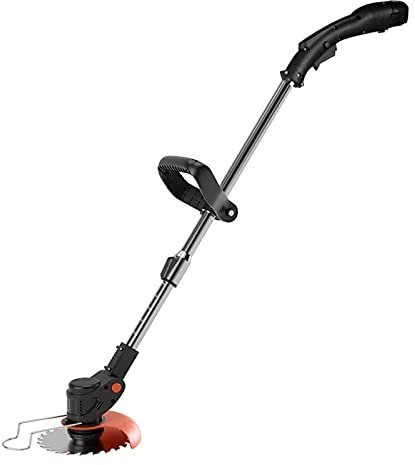 AMYYTL Tagliaerba Elettrico con Lame in Metallo, Tagliaerba Rotante Portatile Alimentato a Batteria da 1800 W, Potente e Potente Giardino Telescopico, Strumenti per Potatura, 2 Batterie