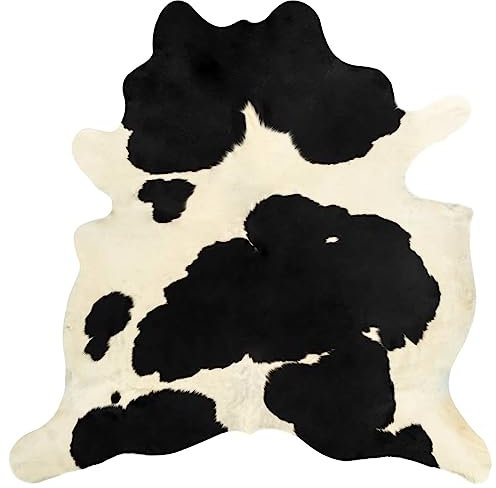 Willood Alfombra de Piel de Vaca Auténtica Negro y Blanco 180x220 cm
