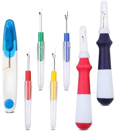 7 Stück Nähzubehör mit Trimmschere, Auftrenner für Nähte Nahtauftrenner Nahttrenner zum Nähen, Groß/Klein Sewing Accessories Seam Ripper Nahttrenner Profi für Hand Nähen Sticken Kreuzstich DIY