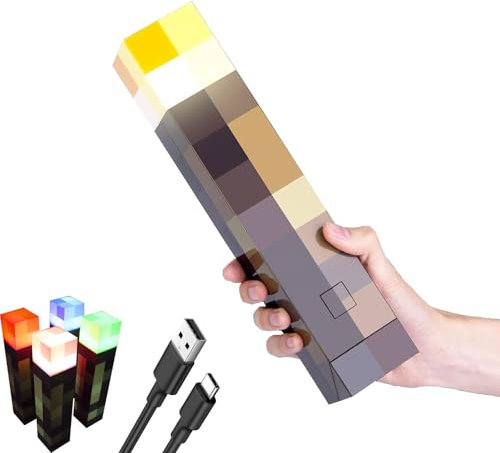 OVLENG Lampada da Parete Torcia MCraft - Lampada da Notte Ricaricabile 11'', USB-C per Lampada da Comodino per Soggiorno, Gaming, Studio, Camera, 4 Colori