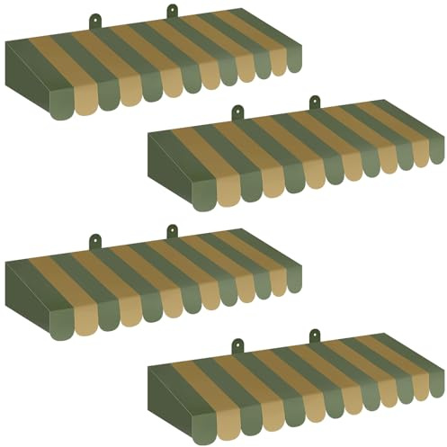Boao 4 Pack Circus Awning Decoration 3D Stripe Cardboard Awning Carnival Wall Decor Circus Party Favors for Lemonade Stand Bakery Ice Cream Truck Bulletin Board Decor(Green)