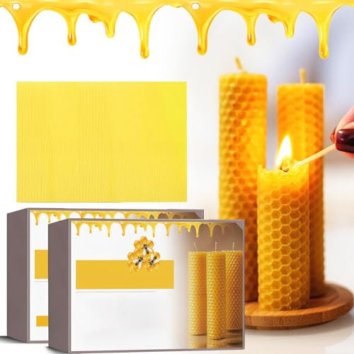 CHSG 20PCS Beeswax for Candle Making, Beeswax Candle Making Kit with Cotton Wick, Make Your Own Ideas Candle for Kids and Adults, Making Handsome Rolling Candle for Party (5.2 x 3.5 in)