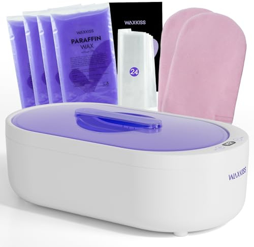 Pequeña máquina de cera de parafina para manos y pies, máquina profesional de parafina de cera de mano de 2 litros con recambios de cera de parafina, pantalla digital para baños de parafina