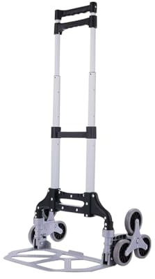TREPPE Carrello pieghevole per scale, 6 ruote, in alluminio leggero, capacità 75 kg, portatile, con tenditori di sostegno, per shopping, traslochi e trasporto di carichi