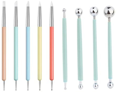 Professional Clay Sculpting Tools Set, Multicolored, 9 Pieces, Ball Stylus and Modeling Tools for Pottery, Ceramics, Art