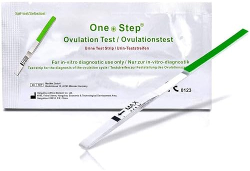 One Step 30 x Pruebas de Ovulación con Sensibilidad óptima 20 miu/ml I Prueba de Fertilidad para Mujeres I Tiras reactivas de Orina para indicar el Embarazo
