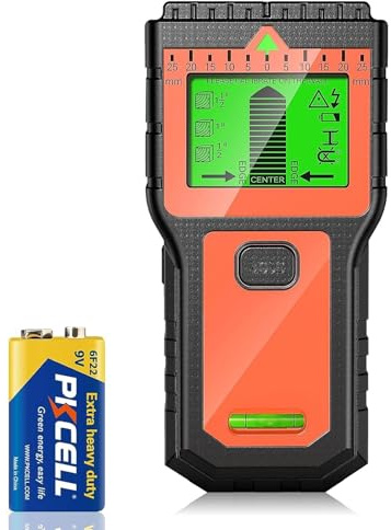 Rilevatore Tubi e Cavi Elettrici - Scanner Multifunzione con Display LCD e Allarme Sonoro, Rilevatore di Fili per Legno, Cavi AC, Metallo, Travetti e Tubi, Arancione