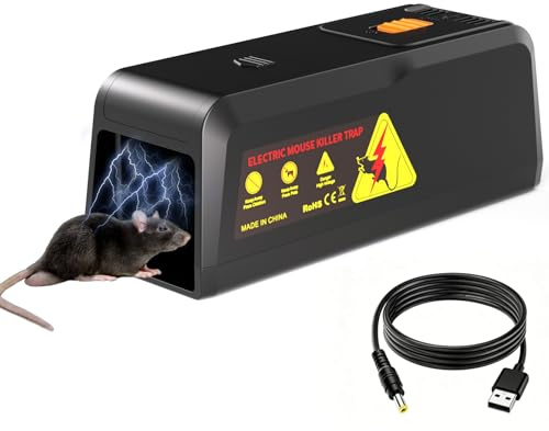 Gaethra Trampa Electrica Ratones y Ratas Reutilizable Asesino de Ratones Eléctrico Trampas humanas para Interior, Jardín y Cocina Descarga Eléctrica Instantánea