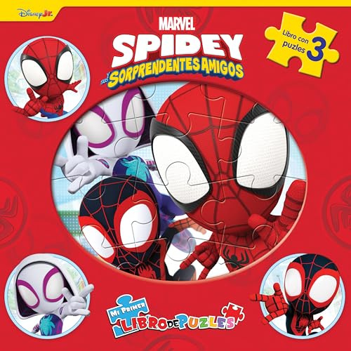 Marvel Spidey y sus Sorprendentes Amigos Mi Primer Libro de Puzles - Rompecabezas para niños, libro de cartón de 10 páginas, 3 puzzles para disfrutar