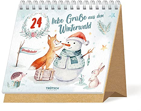 TRÖTSCH - Aufstell Adventskalender 24 liebe Grüße aus dem Winterwald | Weihnachtskalender mit 24 Aquarellbildern und Weihnachtszitaten: Adventskalender für die besinnliche Adventszeit